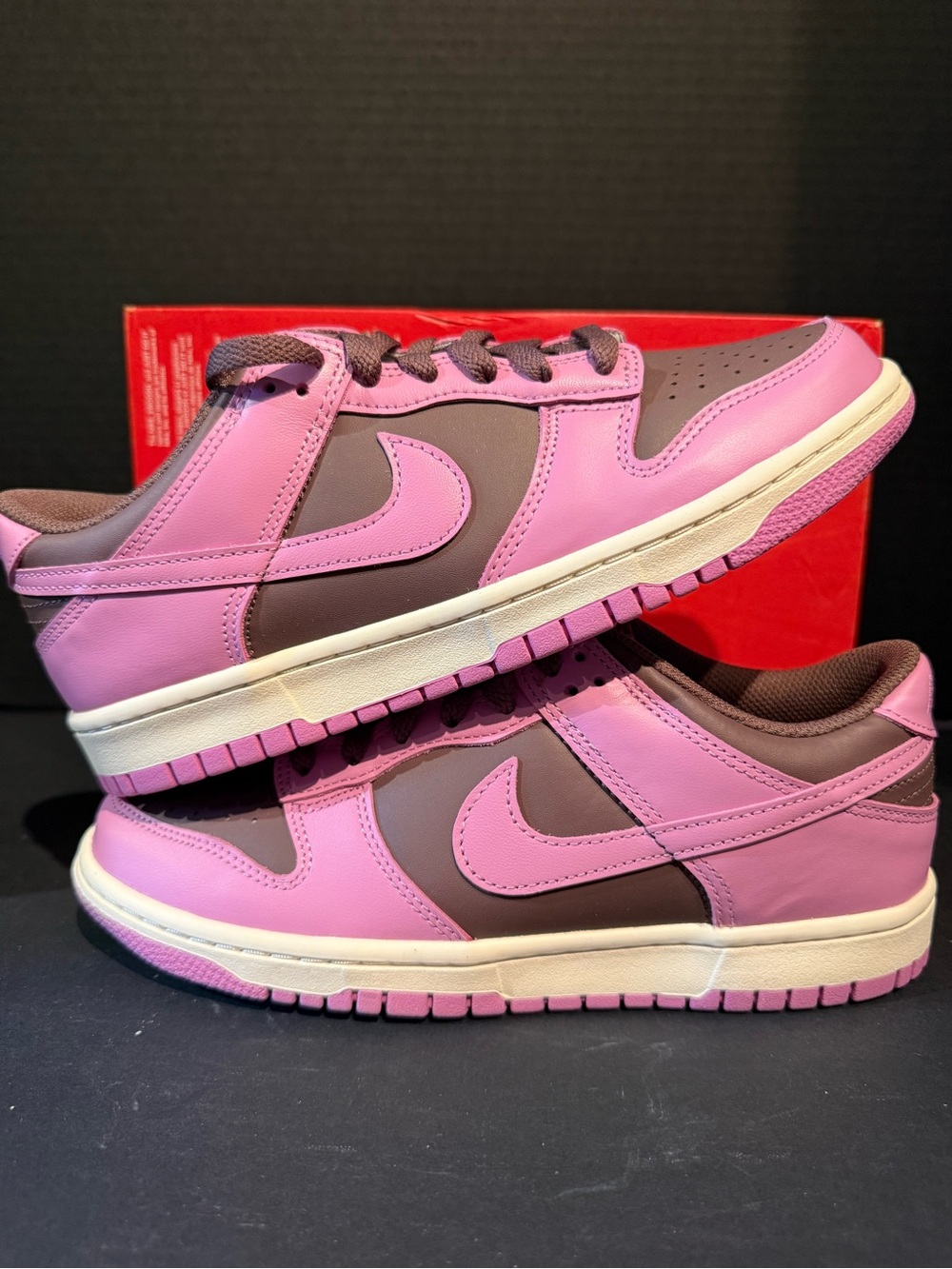 Nike Dunk Pink and Brown Low-Top Sneakers size 7Y/8.5W